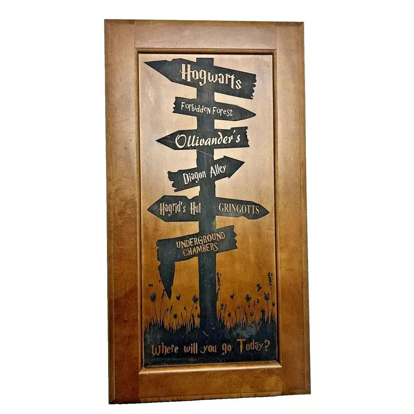 Wizard World Large Wooden Harry Potter Sign "Where Would You Go Today?"