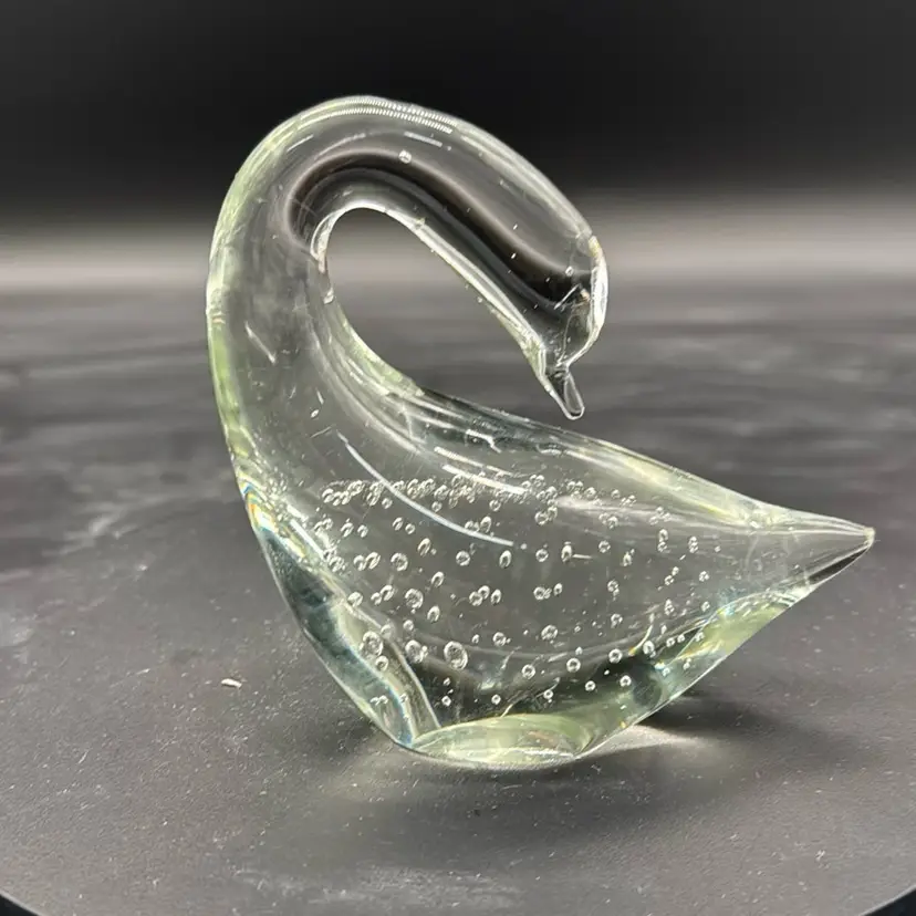 Clear Art Glass Swan Paper Weight
