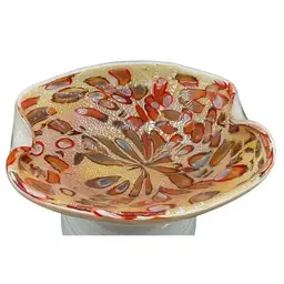 Vtg Murano Tutti Fruitti Art Glass Dino Martens Bowl Cased Glass 8.5" x 8" x 3"