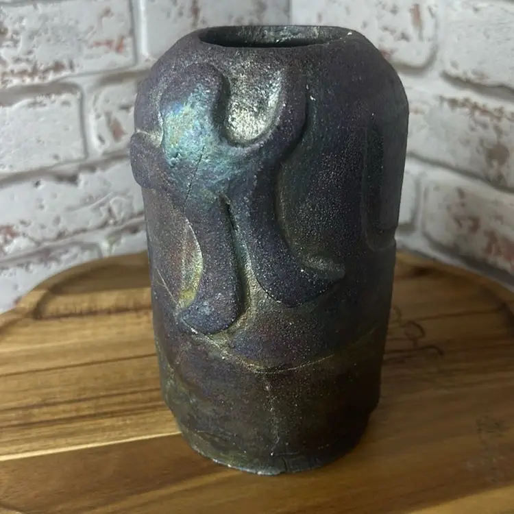 Raku Pottery One Figured Sticks Out The Other Does Not And Signed