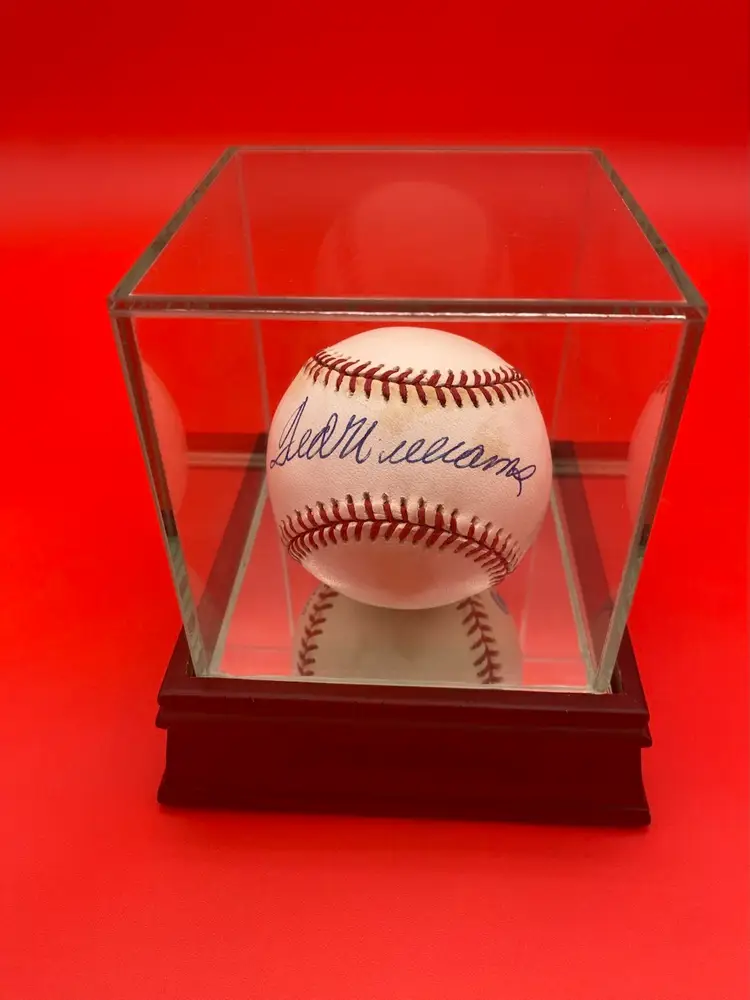 Ted Williams Autographed American League Baseball w/ COA & Case - Boston Red Sox