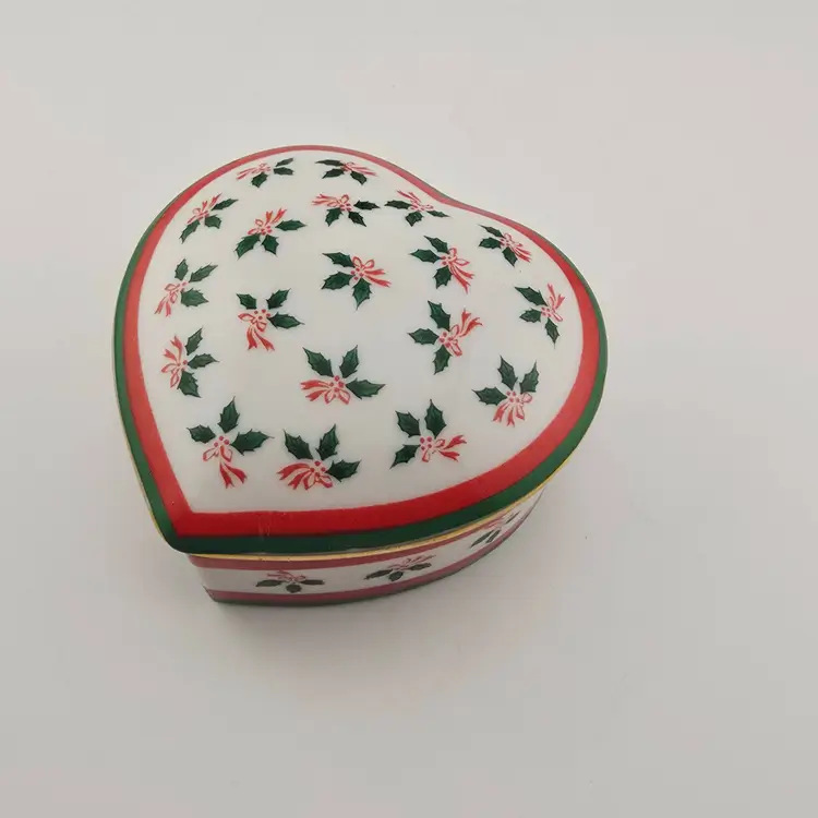 Vintage Lefton Holly Trinket Box