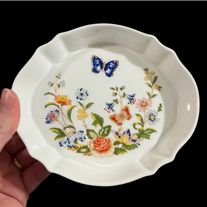 Aynsley Fine Bone China Cottage Garden Trinket Dish Made In England, Aynsley Butterflies And Flowers Bone China Dish