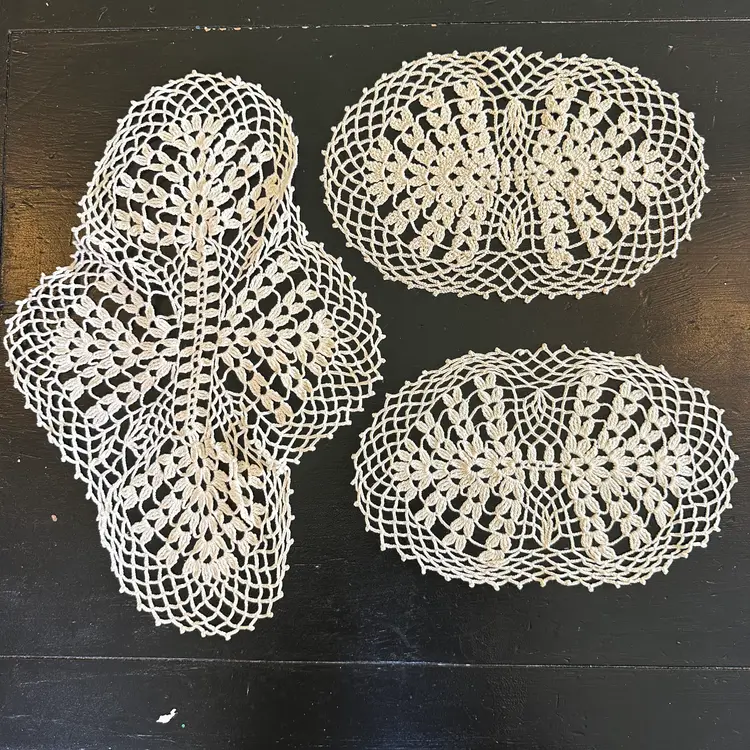Lot of 3 Vintage Hand Crocheted Doilies #57