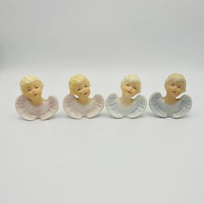 Vintage Orlik Germany Bisque Porcelain Winged Angel Cherub Figurines Set of 4