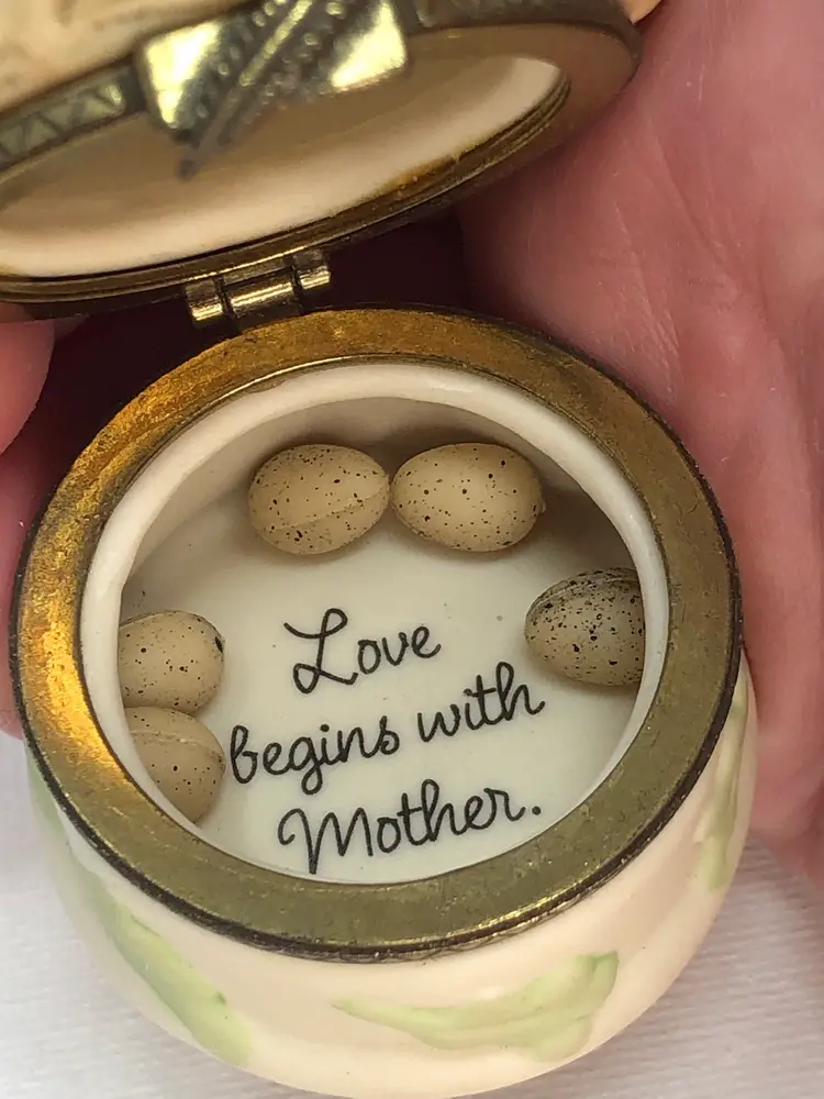 Marjolean Bastin Mother Bird's Nest Trinket Box with Eggs