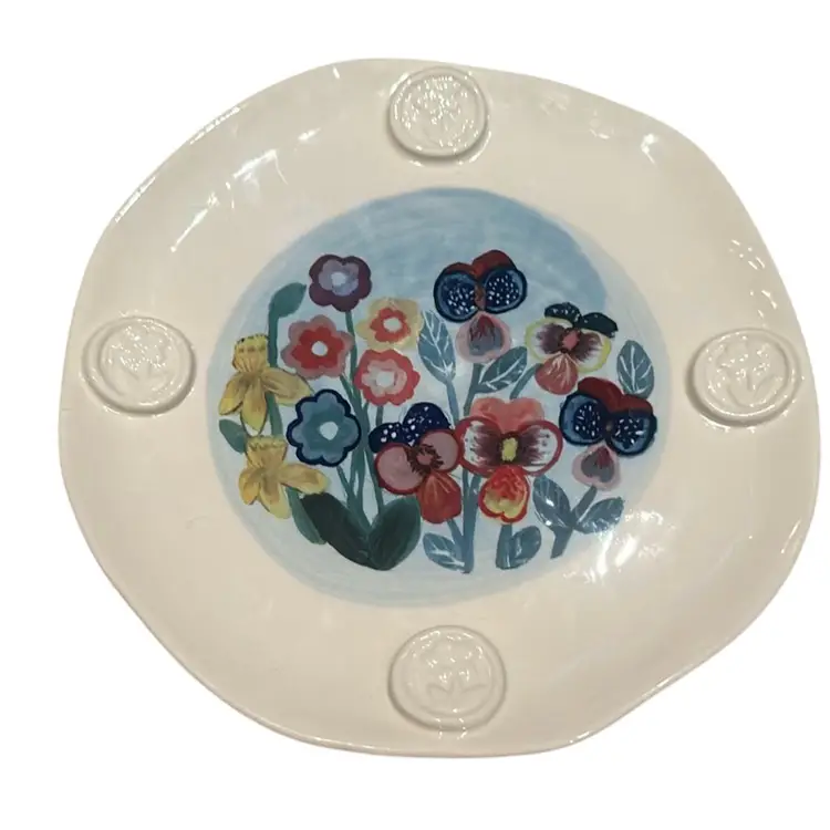 Anthropologie Francesca Kaye 9” Pansies Plate