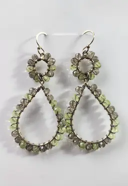 Green Drop Wire-wrapped Earrings