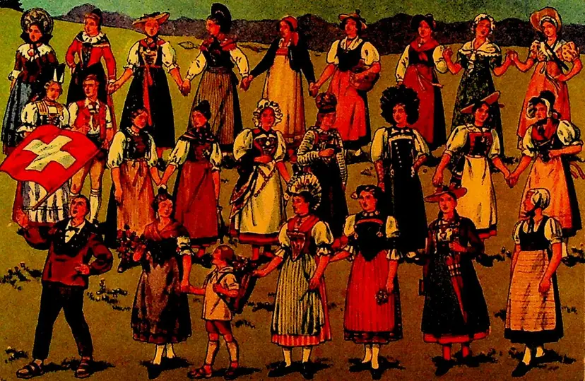 Swiss Costumes Unused Postcard