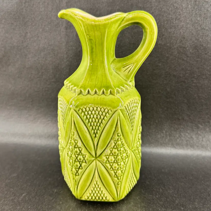 Vintage Lime Green Hobbiest Ceramic Pitcher 1972