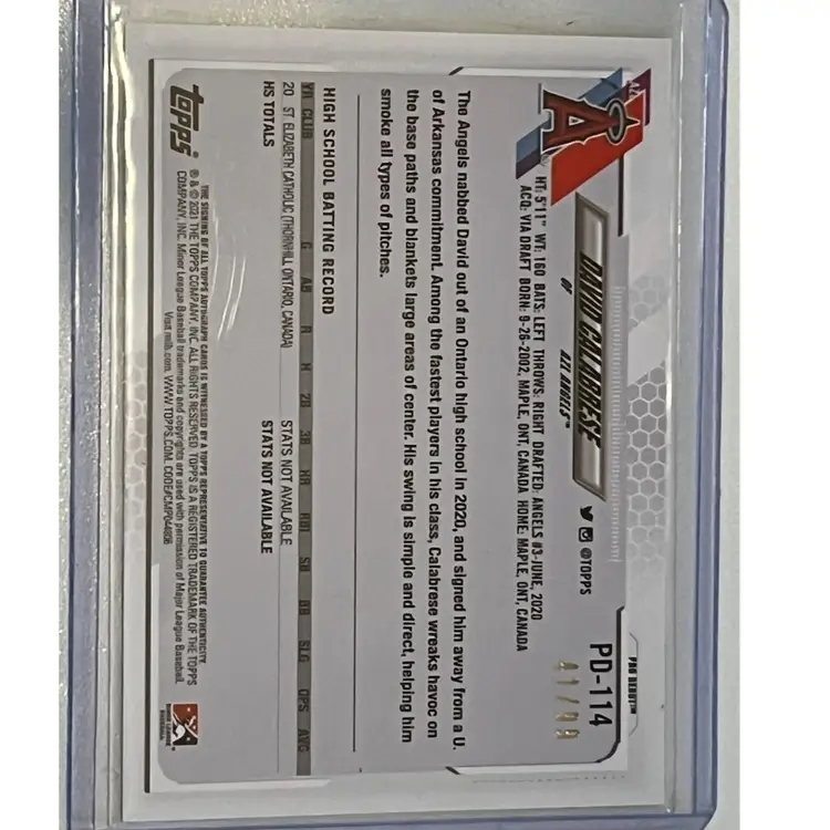 2021 Topps Pro Debut - David Calabrese Auto /99