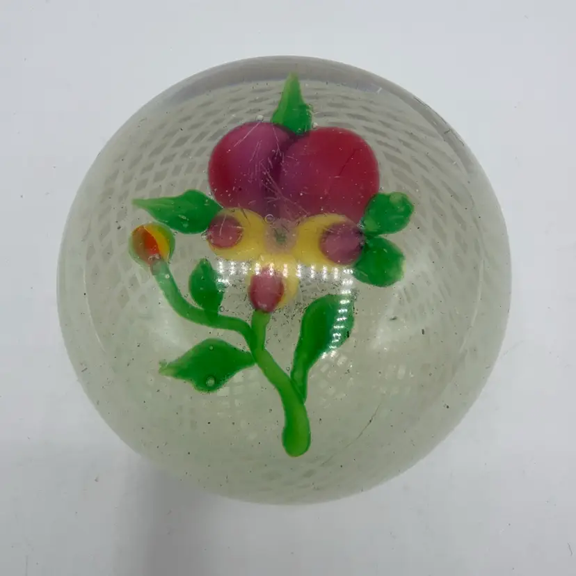 AS IS Antique NEGC New England Glass Company Pansy Flower Paperweight