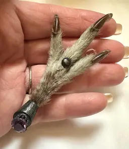 Antique Victorian Scottish Grouse Foot Kilt Pin Sterling Amethyst