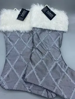 St. Nicks Choice White/Silver Lining Christmas Stockings..6-8