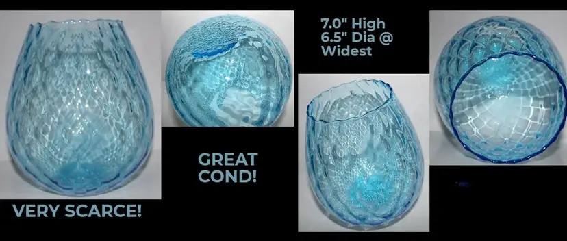MCM Empoli Italy LARGE Quilted Optic Blue Snifter (also referred to as a bowl or vase)