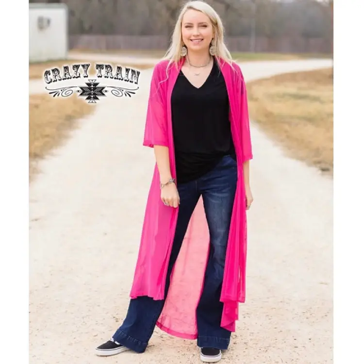 Crazy Train Short To Long Sheer Open Front Duster One Size New