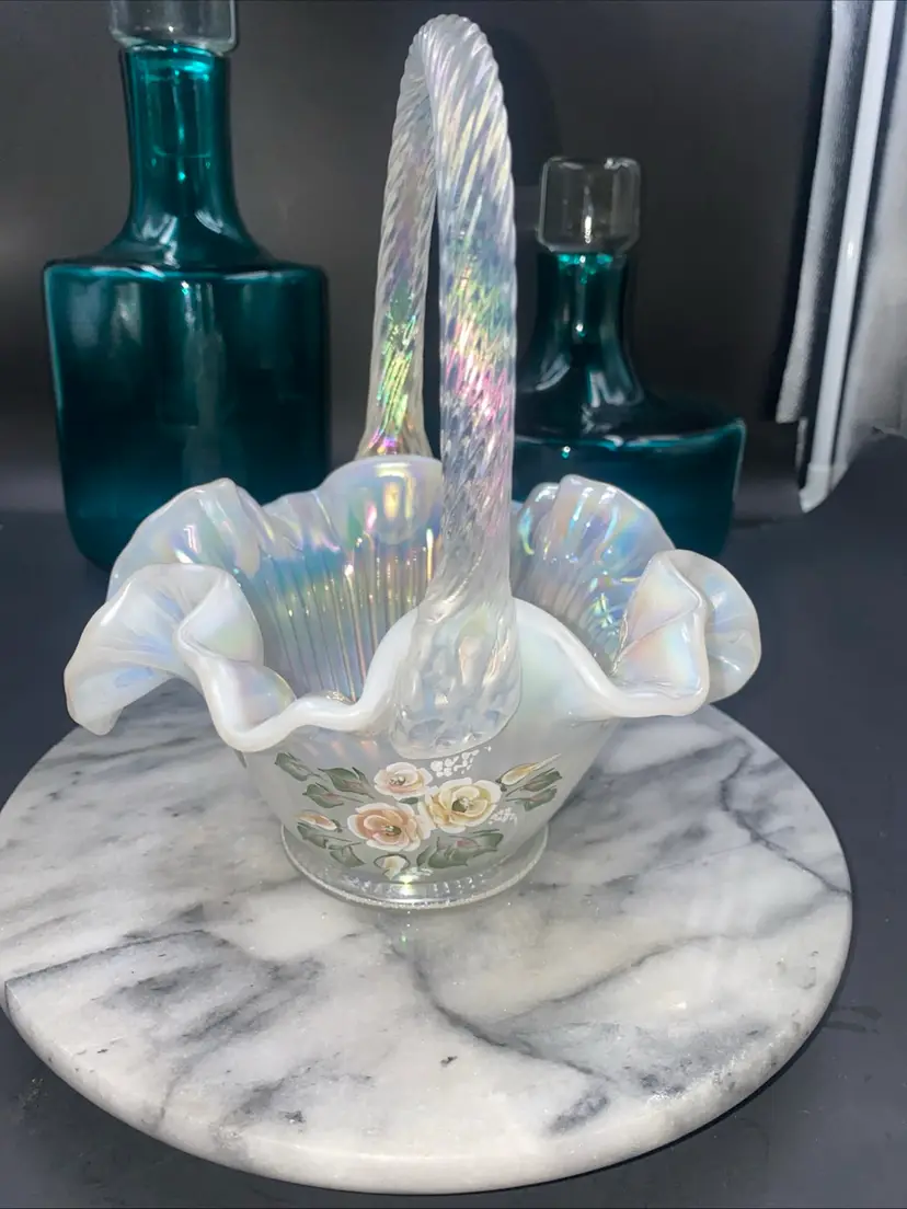 Fenton Iridescent Basket