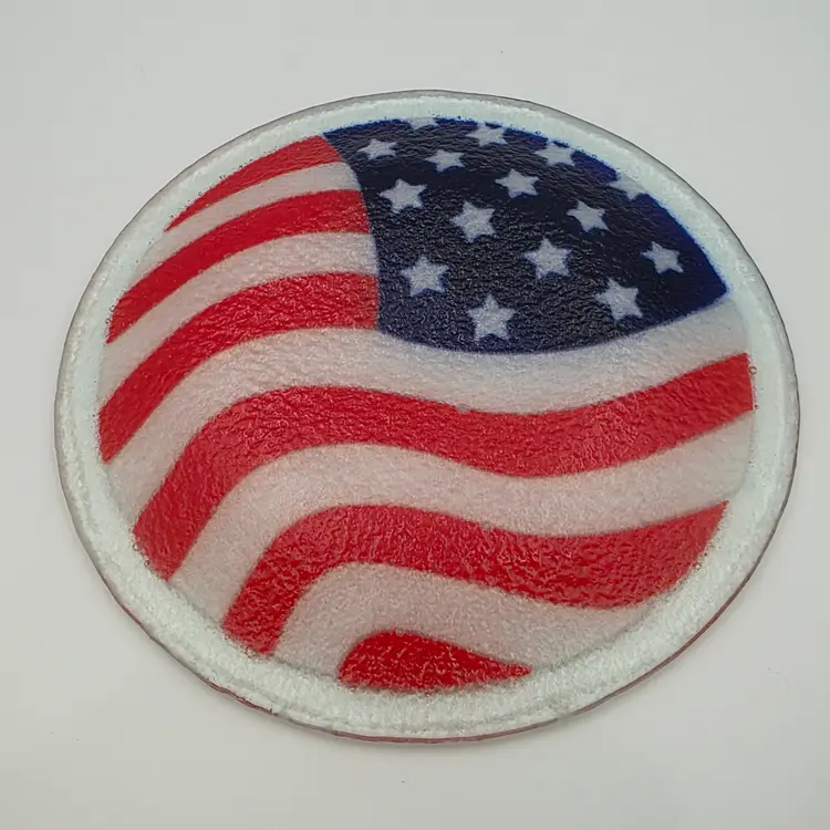 Peggy Karr Fused Glass American Flag Plate