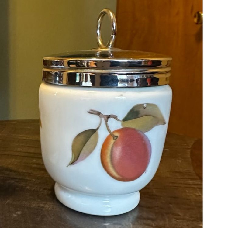 Royal Worcester egg coddler in the Evesham pattern