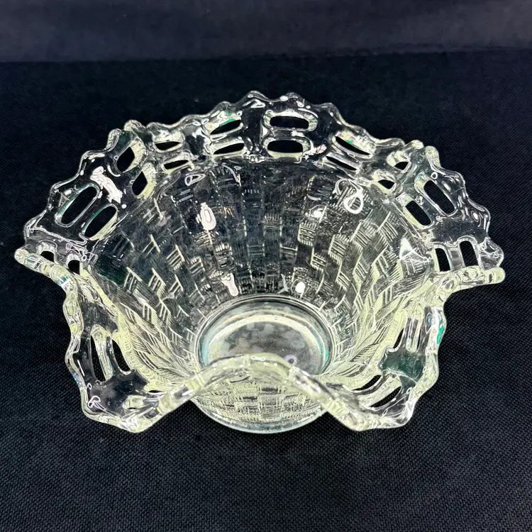 Fenton Open Lace Edge Clear Bowl