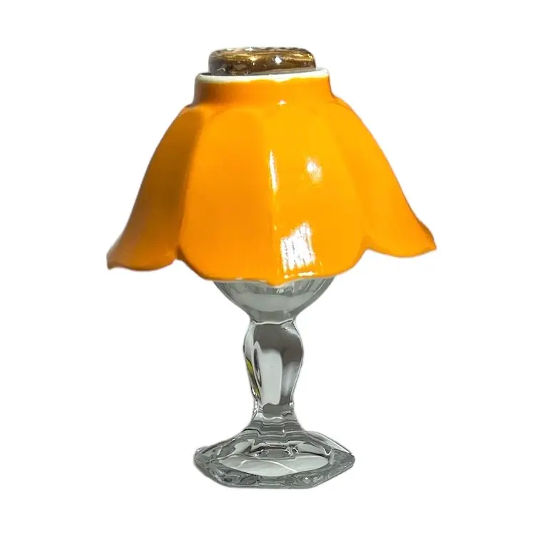 Art Deco Orange Ceramic and Glass Faux Lamp Decoration with Lusterware Top