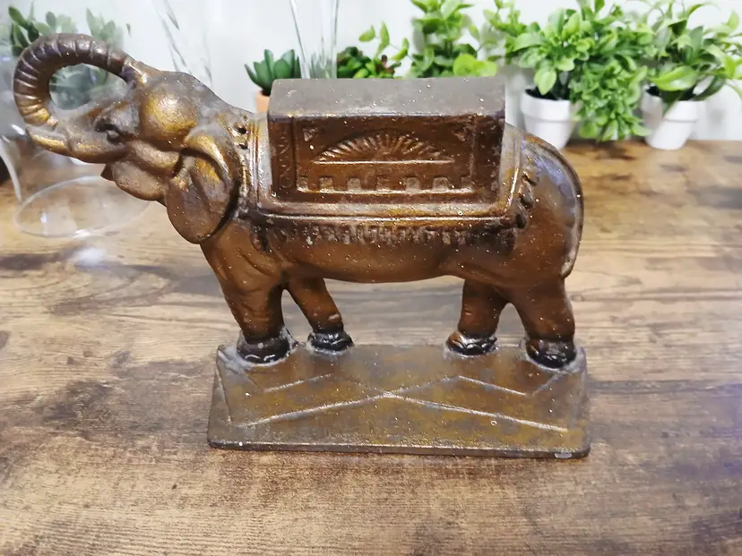 Vintage Brass Elephant Door Stop