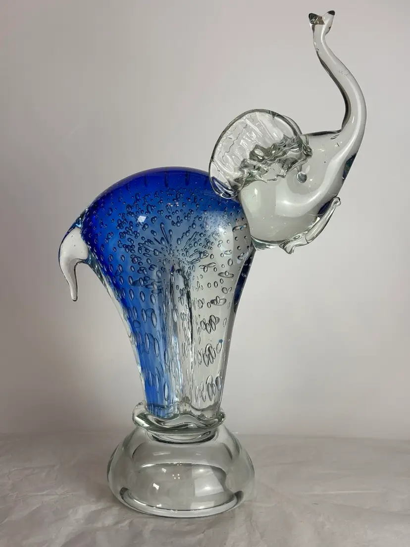 Art Glass Elephant Figurine 15”