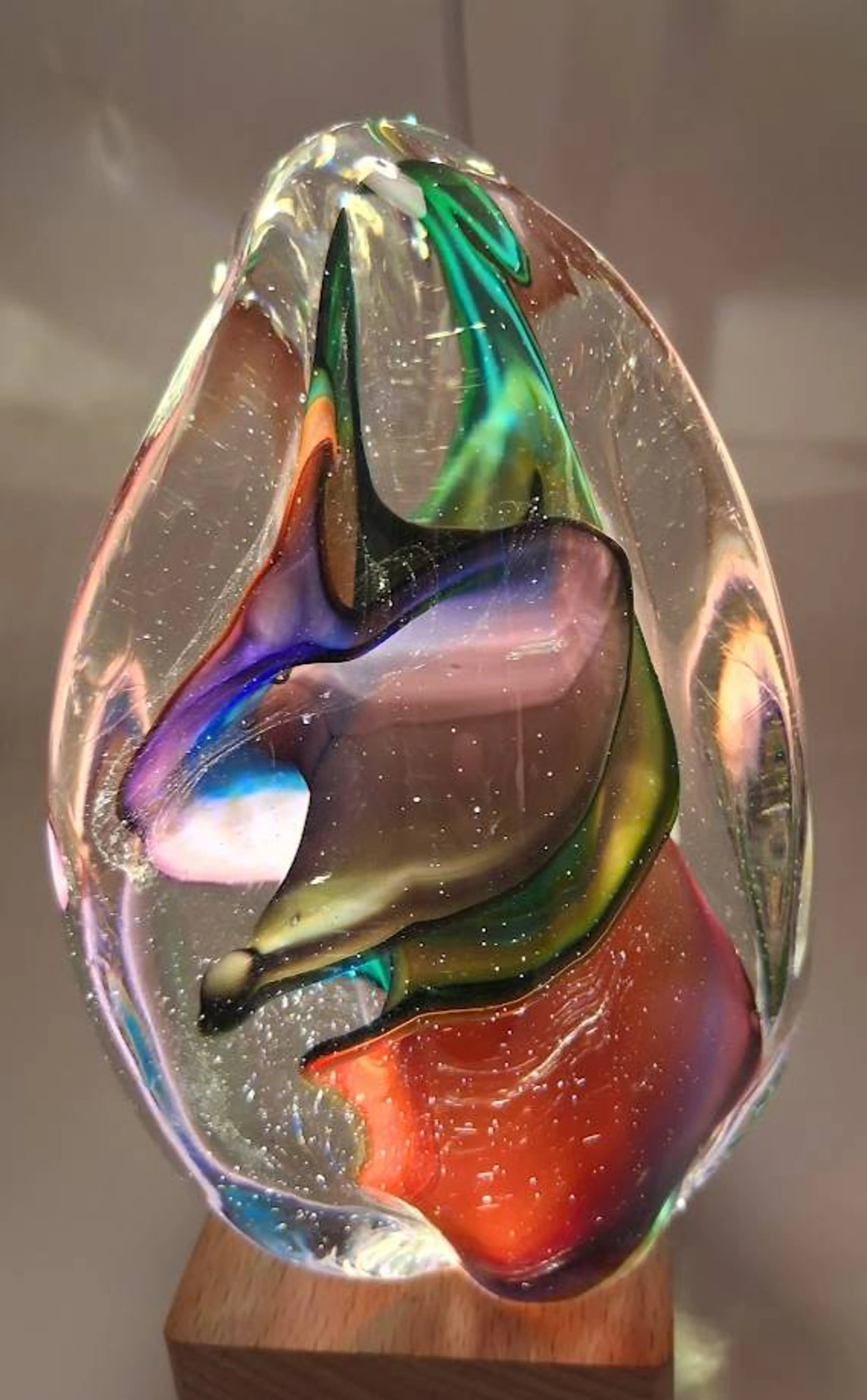 Vintage Amazing Bruce Freund, Magnum Abstract Multi-Color Paperweight Sculpture