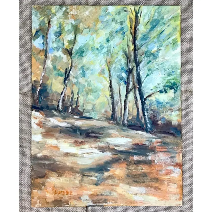 Autumn Woods Impressionist Painting Signed Art Trees Forest Comforting Nature