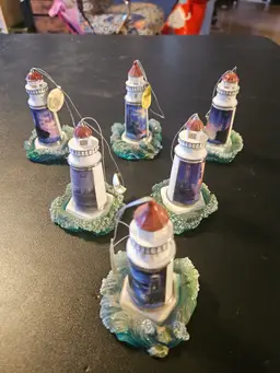 6 Pc Lot Collectible Bradford Lighthouse Seaside Inspirations Christmas Ornament