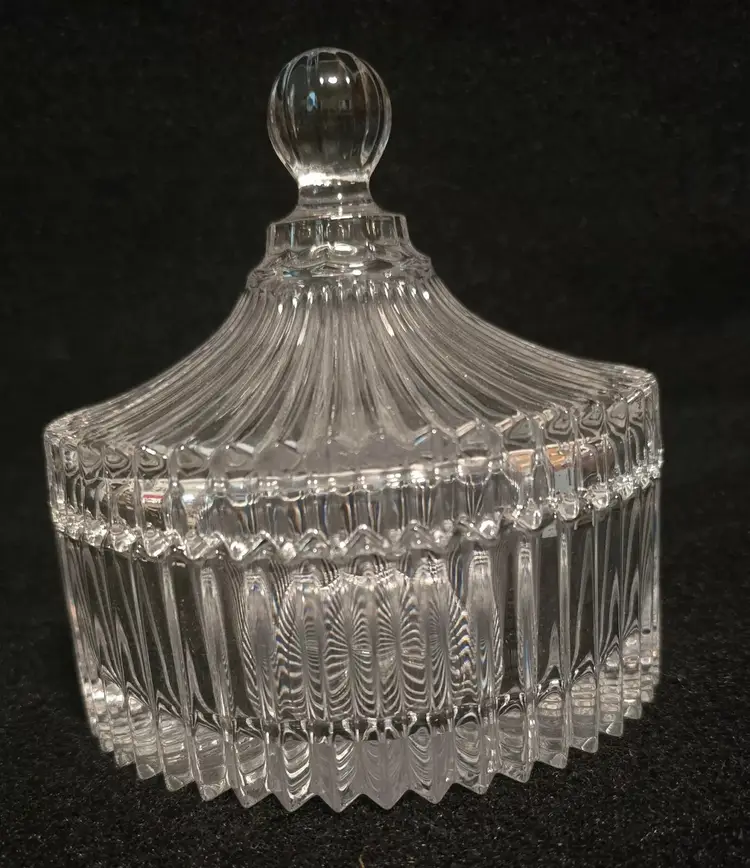 Vintage Mikasa Diamond Fire Covered Canister Dish 6.5” Thick Cut Glass-New FindItNow FindItNow (106)