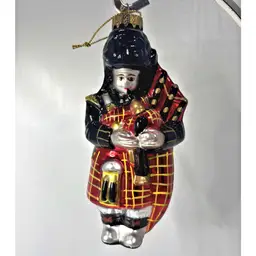 Blown Glass Bagpiper Christmas Ornament Scottish Painted Vintage READ