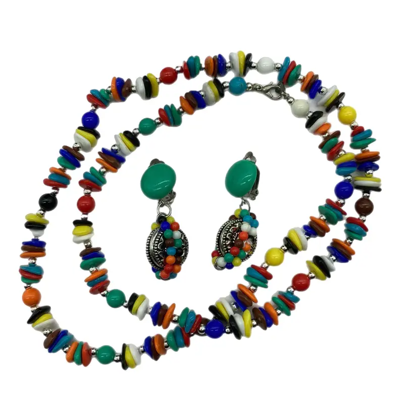 Rainbow Candy Costume Jewelry Set Necklace And Earrings