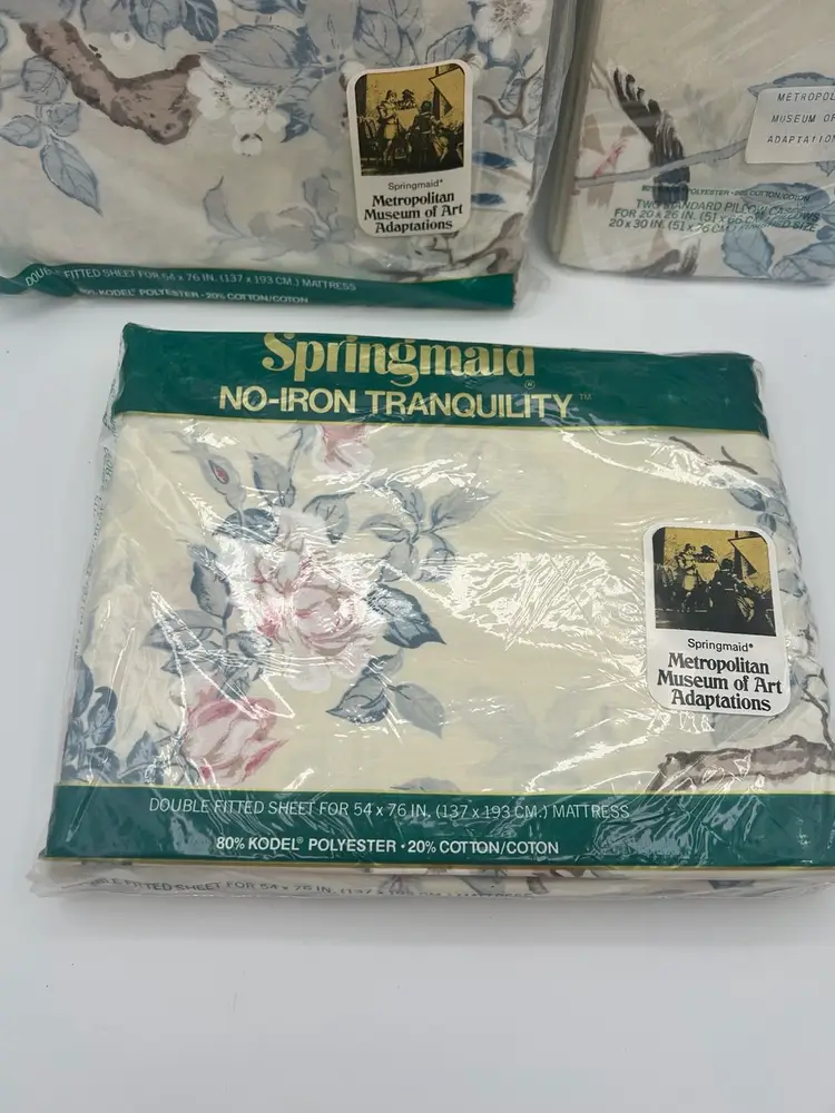 Vintage Springmaid Wondercale Double 2 Fitted Salon Rose Florals + Pillowcases