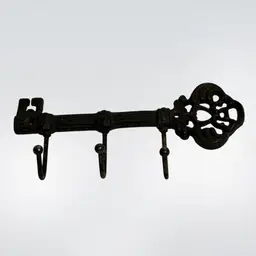 Cast Iron Skeleton KEY Holder Wall Mounted 3 Hooks 9” Decorative Rustic Style