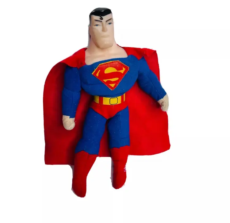 Vintage Superman 10” Justice League Plush Toy Figure Doll DC Plastic Face Comic