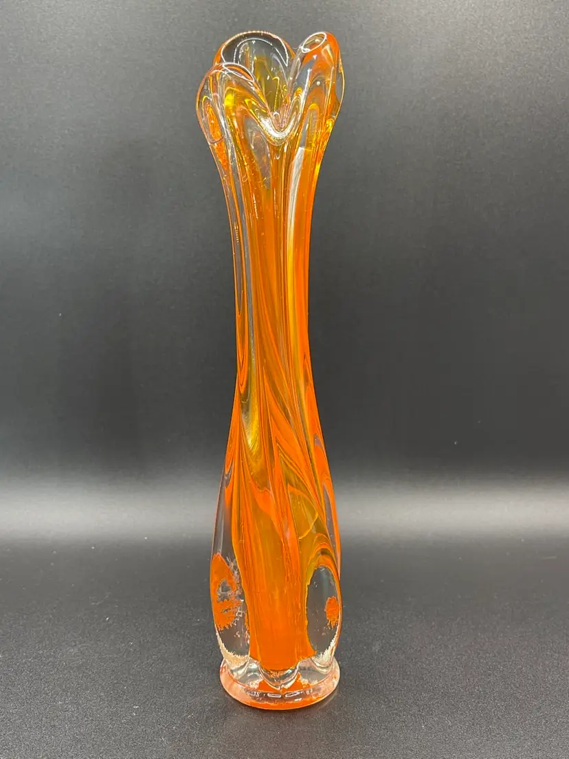 Vintage, MCM Swirled Swung Glass Vase