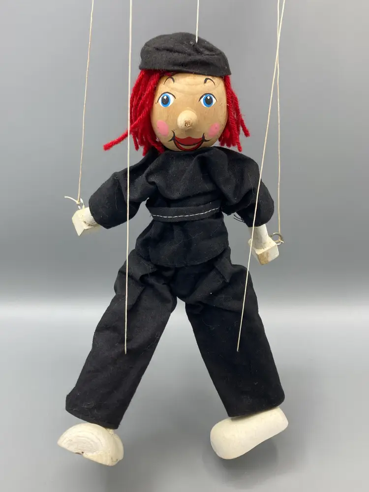 Vintage Red Haired Marionette String Puppet