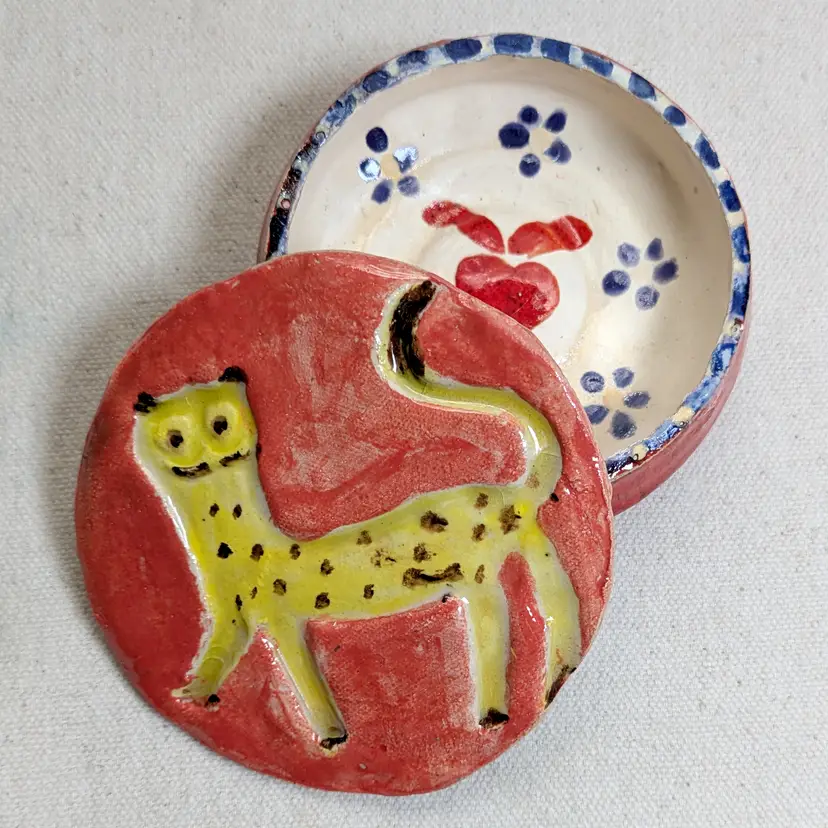 Cheetah Trinket Box Folk Art Weirdo