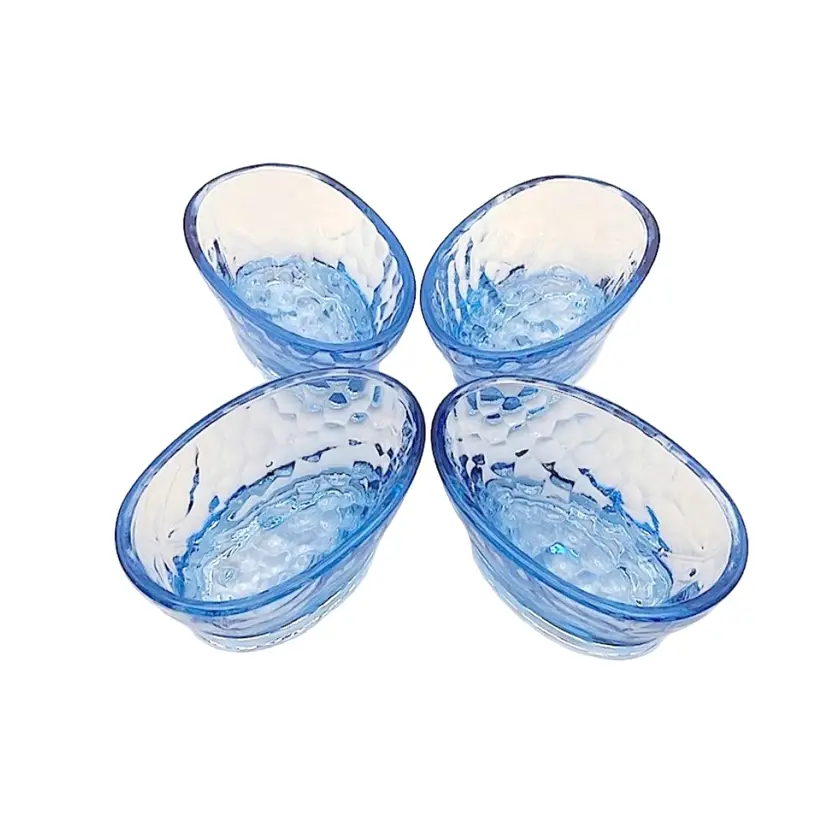 Glow!! 4 small, beautiful blue, glass molds with grape design for molding gelatin, etc! Excellent Condition!