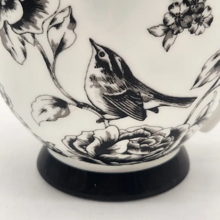 Portobello Inspire Sandringham Amalia Bone China Black White Toile Footed Mug