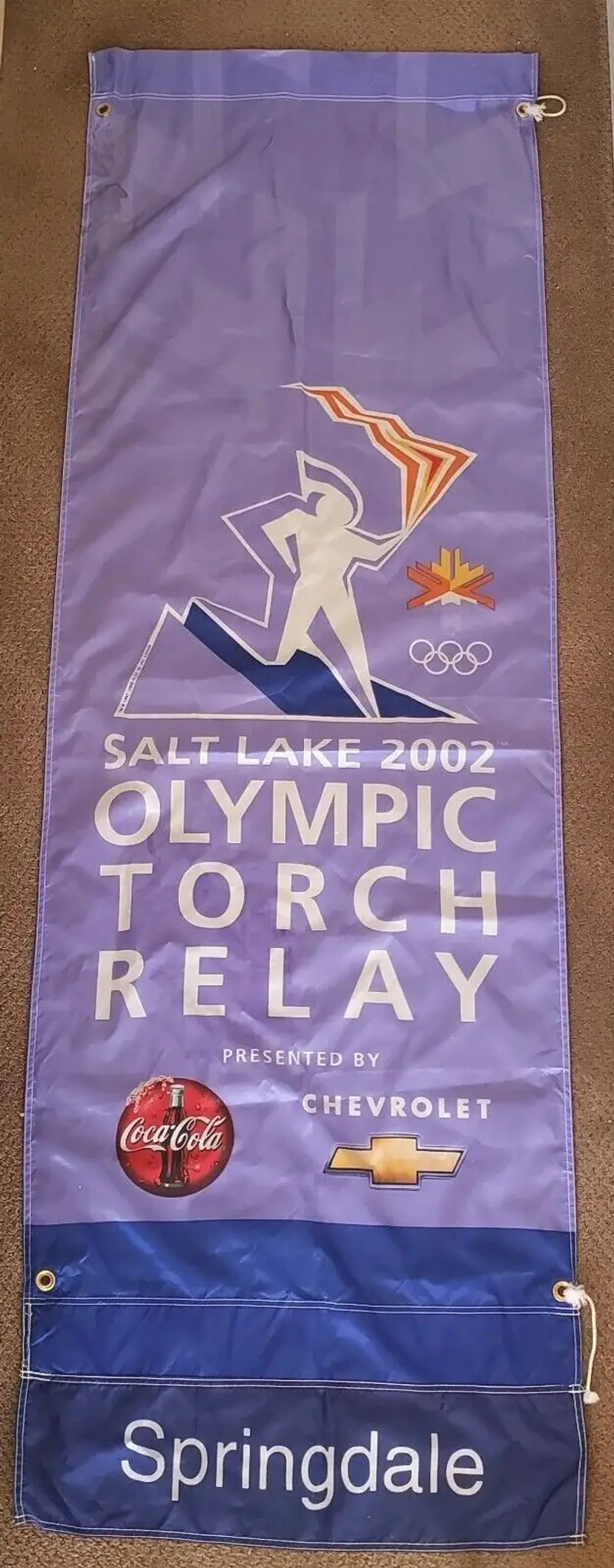 Salt Lake Olympic Torch Banner Torch Relay Springdale with Advertisers 75" x 24 3/4"-496