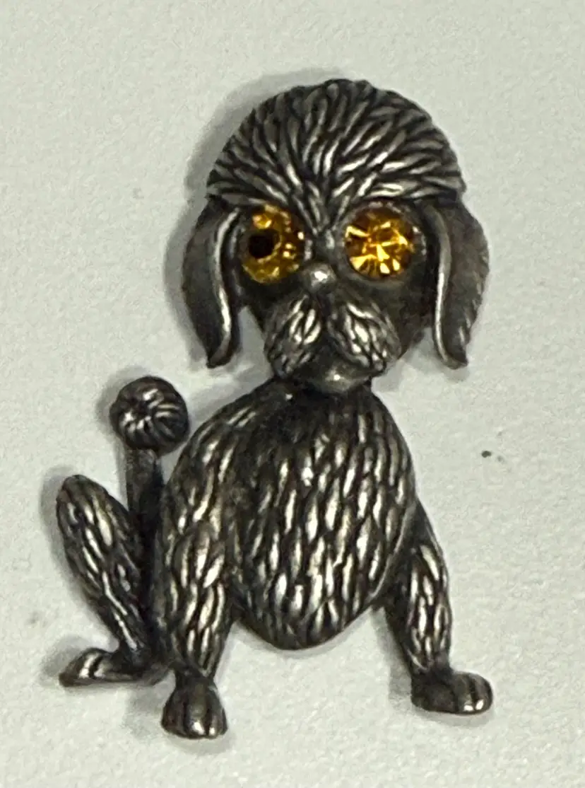 French Poodle 1950s Brooch