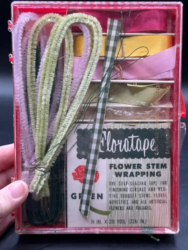 Vintage Floral Arrangement Floral Tape Stem Wrap Green Stem Kit In A Case