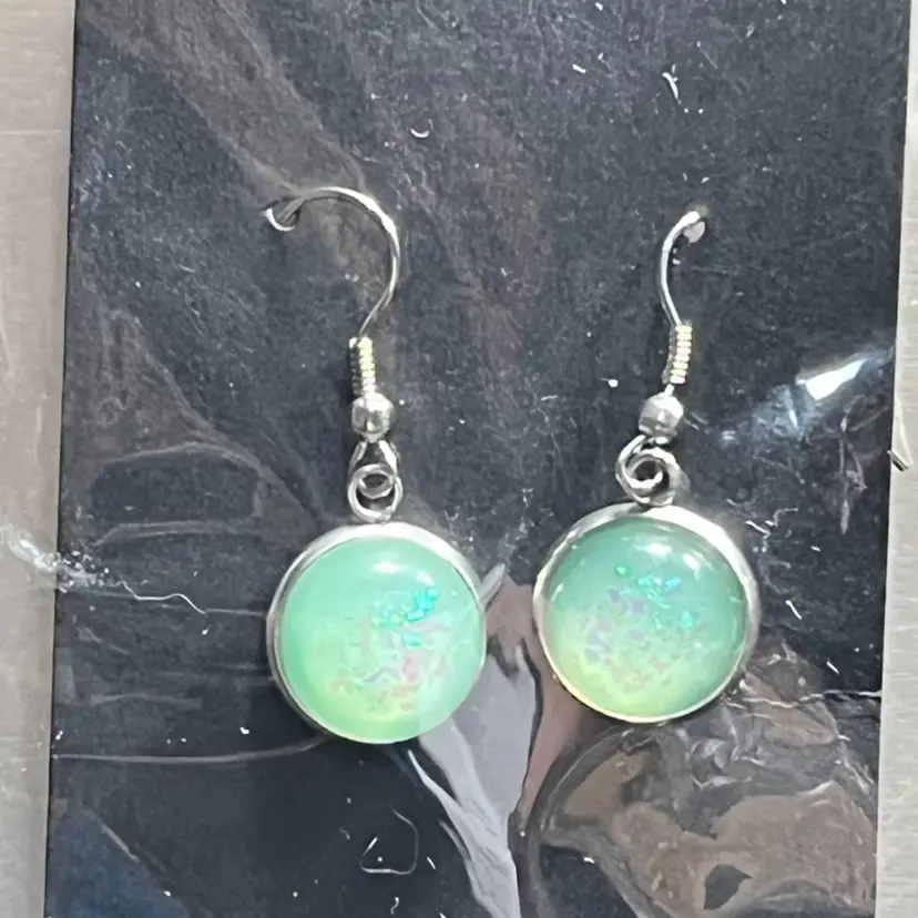 Dangle Foil/Glitter Earring Handmade By Me As Pictured