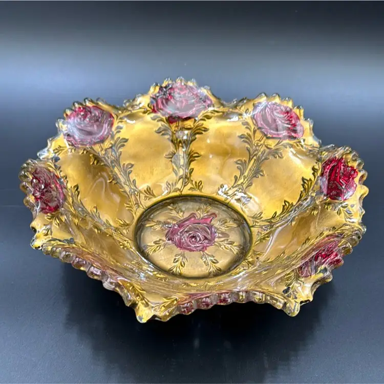 Goofus glass Rose bowl 19th century
