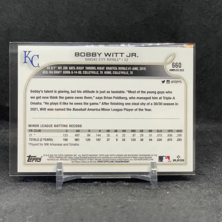 Bobby Witt Jr 2022 MONTGOMERY CLUB Special Edition Topps Set Rookie Baseball Card Kansas City Royals 