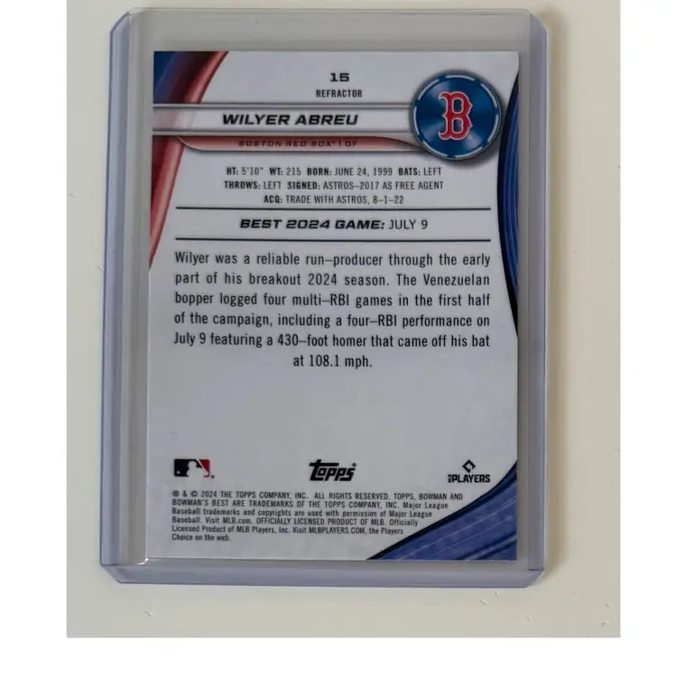 Wilyer Abreu RC Bowman’s Best Refractor Boston Red Sox