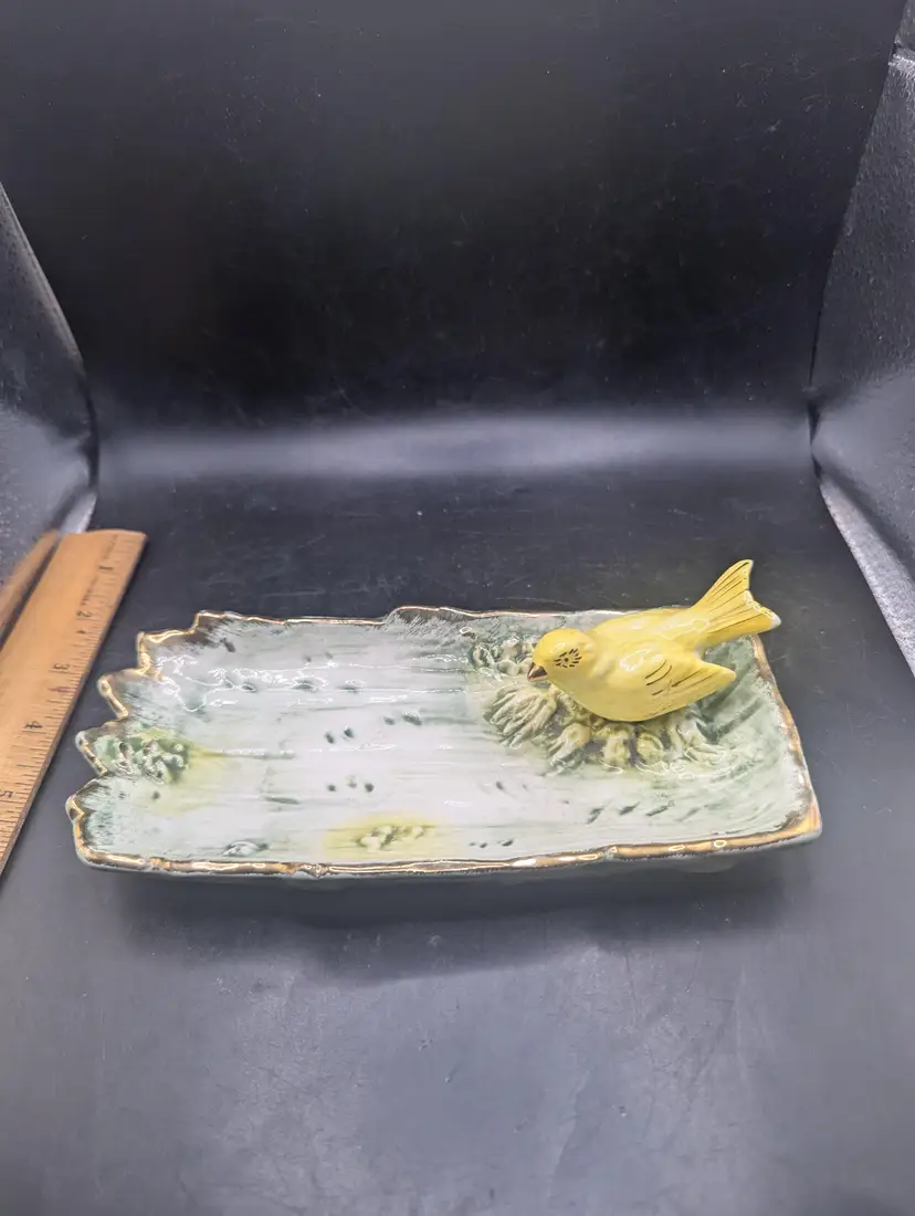 Vintage Ucagco Yellow Bird Ceramic Trinket Candy Dish
