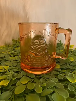 Vintage Humpty Dumpty, Tom Tom The Piper’s Son, Amber Indiana Glass Cup Mug
